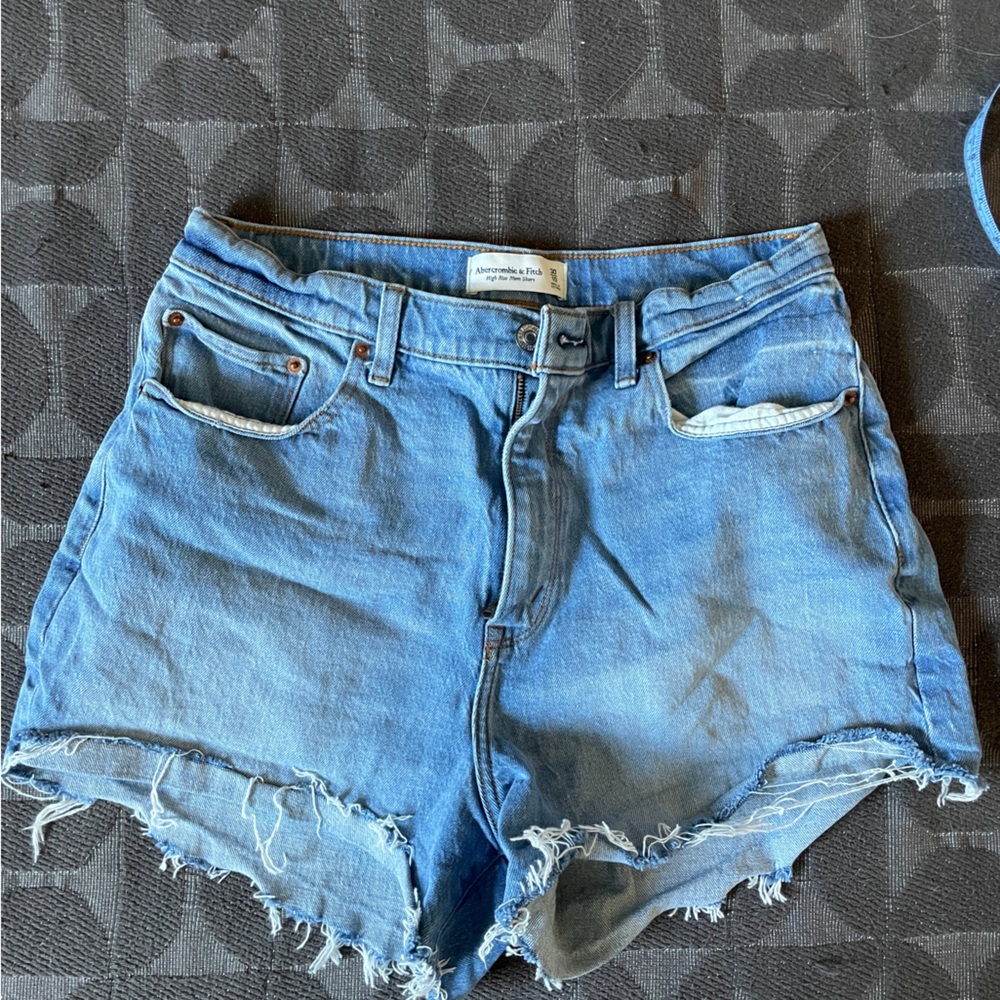 Abercrombie & Fitch High Rise Mom Short Curve Love Light Blue Jean Shorts